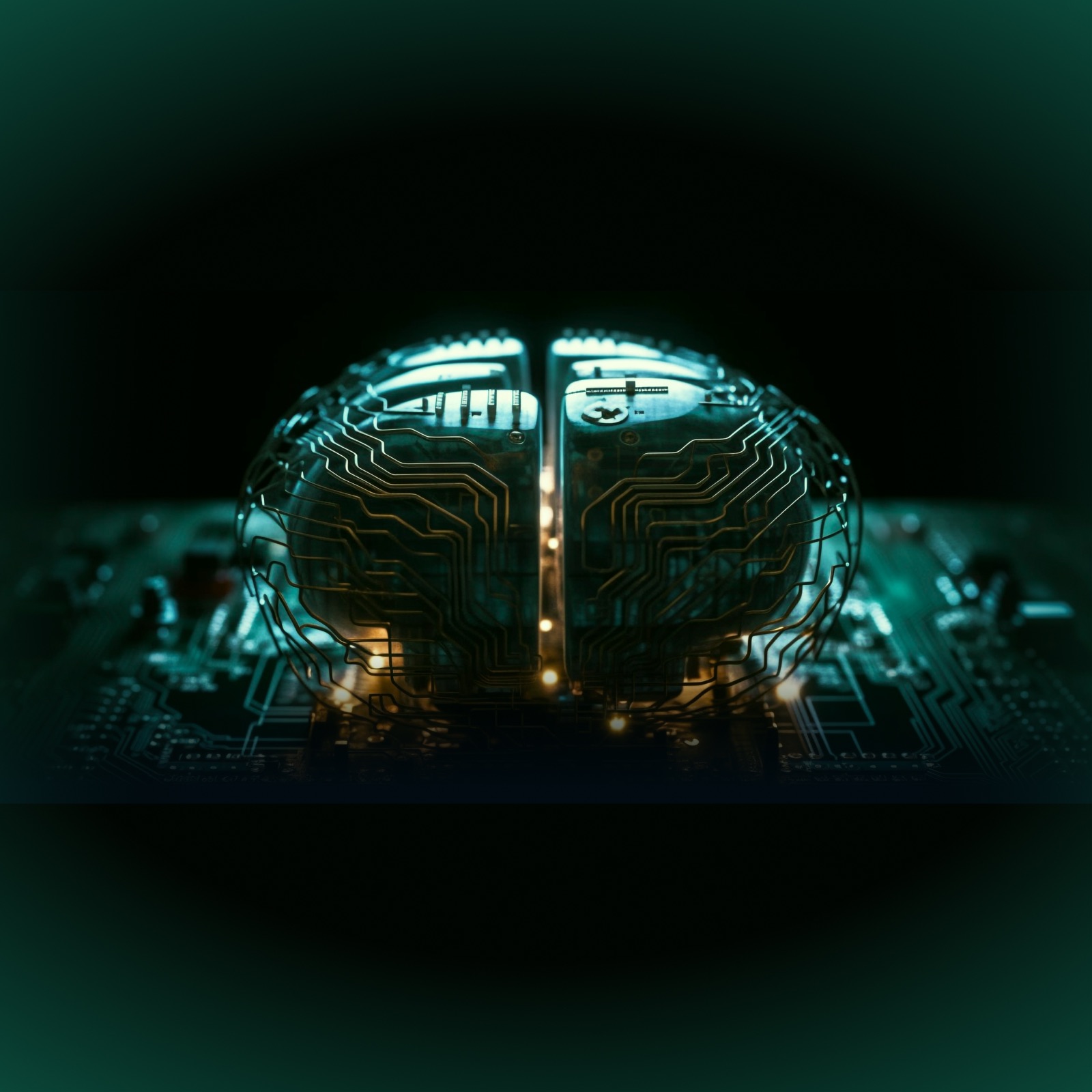 Circuit-board brain sculpture